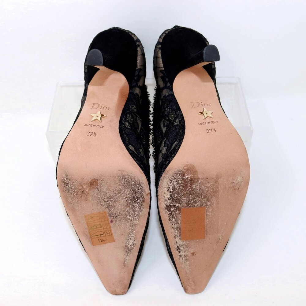 Christian Dior 37.5 Capture Illusion Roses Lace Ember Black Stiletto Heels - Picture 15 of 16